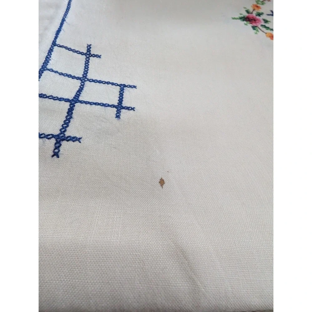 Handmade Vintage Peti Point Tablecloth + 12 napkins Never Used, 72 x‎ 108 inches